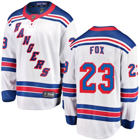 Men Adult Authentic New York Rangers #23 Adam Fox Royal White Home Adidas NHL Jersey->new york rangers->NHL Jersey